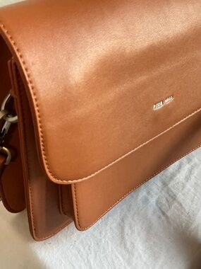 Pixie Mood Vegan Leather Crossbody Bag – Tan/Cognac – Minimalist Flap Bag